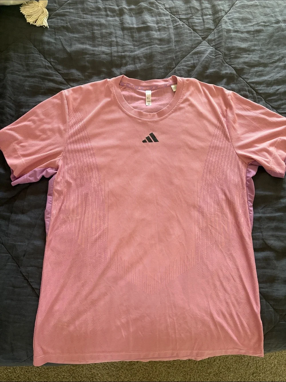 adidas Men’s Light Pink Tennis Athletic Short Sleeve Tee